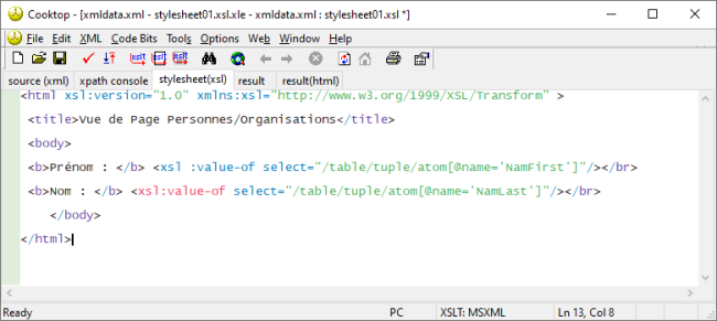 Exemple de code XSL